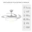 Ventilador de Techo Retráctil PHP JS8378 de 42" Blanco con Marco de Madera y 6 Velocidades